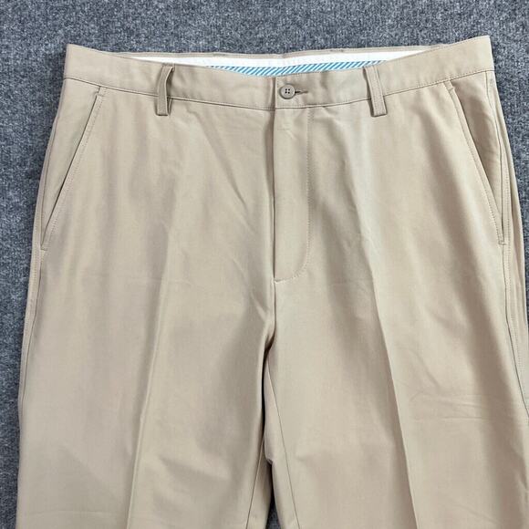 Footjoy Pants Mens 36 Light Beige Flat Front Lightweight Performance Golf Chino - Picture 4 of 13